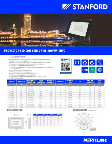 Luz Foco Proyector ( Reflectores Slim C/sensor 30w 6500k