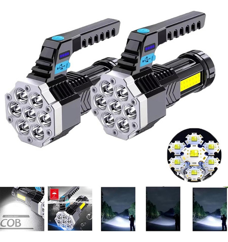 Linterna Cob De 7 Led Con Pantalla De Alimentación