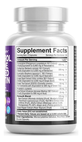 Resveratrol Berberina Todoenuno Antioxidantes + Polifenoles Sabor Sin Sabor