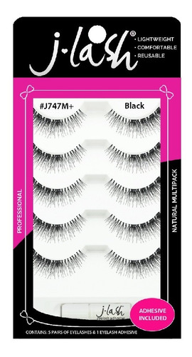 J Lash Pestaña Postiza Natural Pack 5 Pares + Pegamento