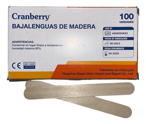 Baja Lenguas Madera Cranberry 100 Unidades