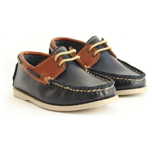 Zapato Casual Mocasín Para Niño Tipo Marinero Azul Con Miel