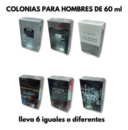 6 Colonia Fragancia Hombre Al Mayor X 6 Unidades 60ml