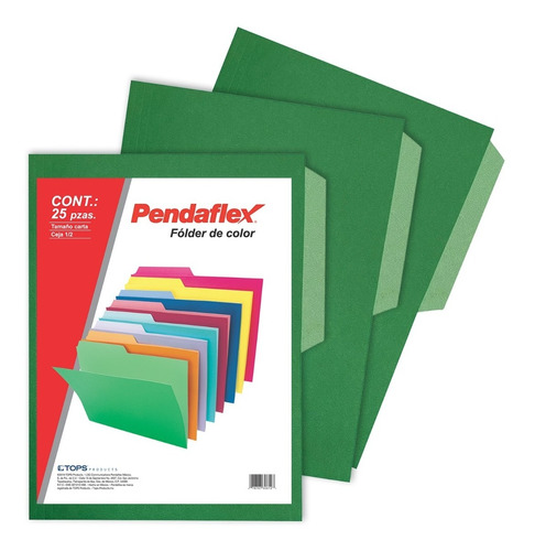 Fólder Pendaflex Color, Tamaño Carta, Color Verde, 100 Pz