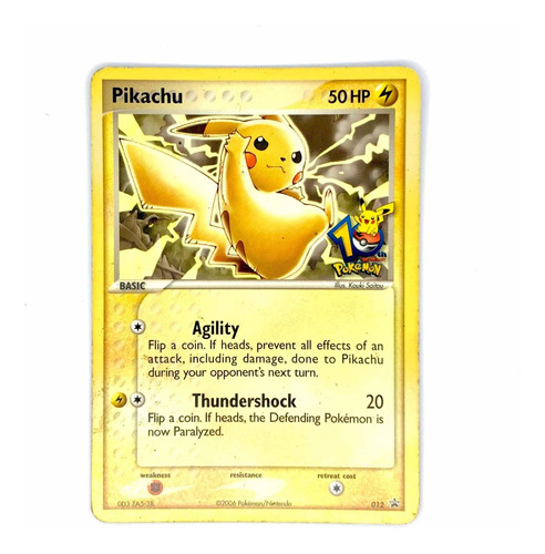 Pikachu 012 10th Anniversary Promo - Carta Original Pokémon