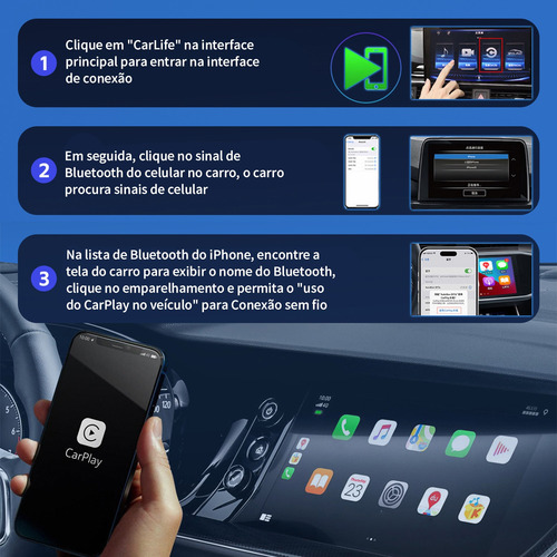 Carplay Sem Fio Mini - Conexão Estável, Siri & Mapas Online