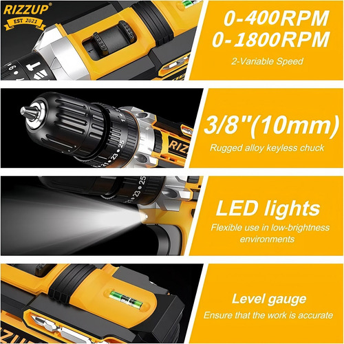 Kit Taladro Desatornillardor Inalambrico Electrico 2 Batería