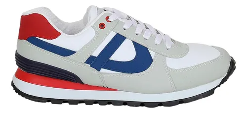 Tenis Panam Hombre Blanco Rojo Azul Tipo Napa