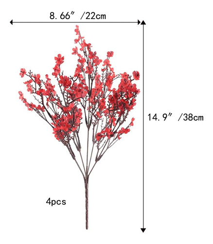 4 Piezas De Flores Artificiales De Aliento De Bebé, Arbustos