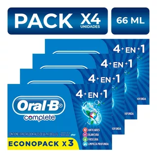 Packx4 Pasta Dental Oral B Complete 4en1 66ml X3 Unidades