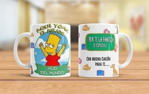 Kit Plantillas Sublimación Tazas Aquí Toma Familia Simpsons