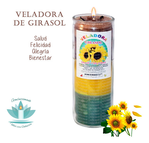 Veladora Girasol - Salud, Felicidad, Alegría, Entusiasmo