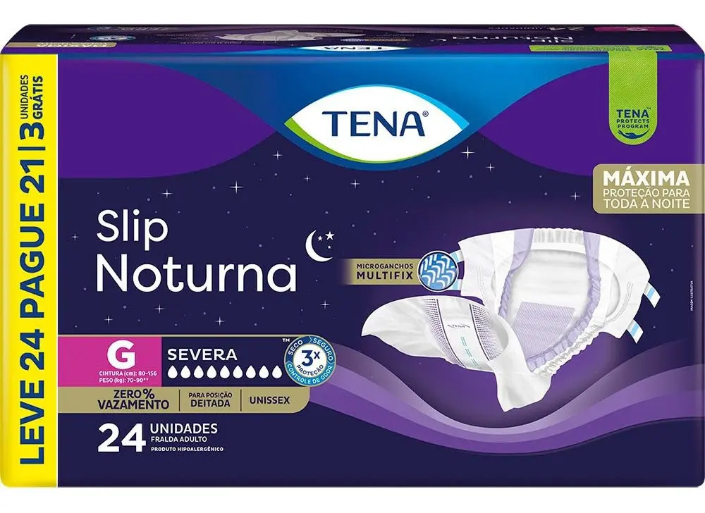 Fralda Adulto Tena Slip Noturna G Leve 24 Pague 21 Unidades