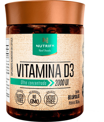 Suplemento em cápsula Nutrify  Vitamina D3 vitamina d Vitamina D3 sabor  without flavor em pote de 33.6g 60 un
