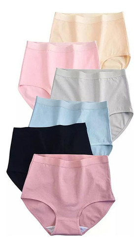 Y 6 Pcs Calzoncillos De Algodón De Talla Grande Para Mujer
