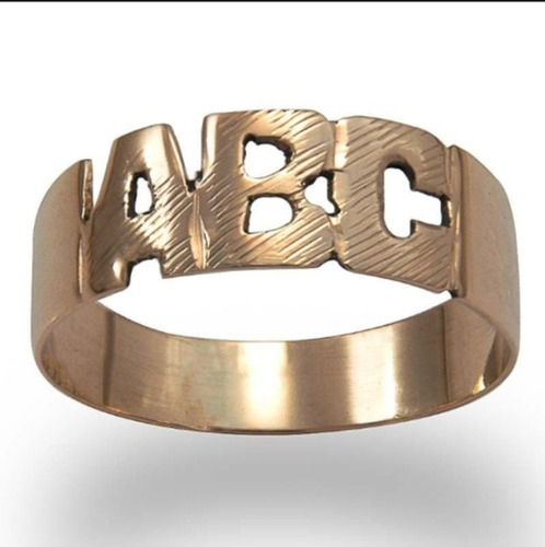 Anel Abc Em Ouro 18k. 750 