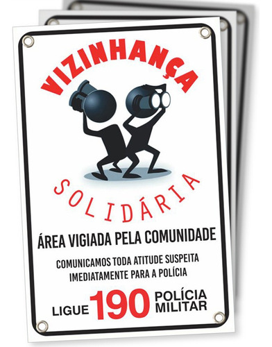 Placa Vizinhança Solidária Kit 100 Unid - Pvc 1mm - 20x30cm