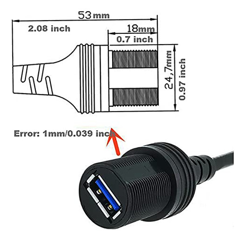 Cable De Montaje Usb 3.0 De 0,3 Metros De Kework, Usb 3.0 Ma