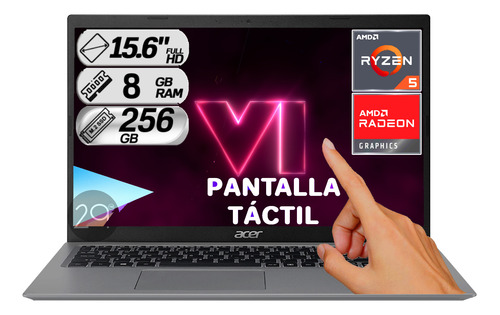 Portatil Acer Ryzen 5 Ssd 256gb Ram 8gb Fhd 15.6 Tactil