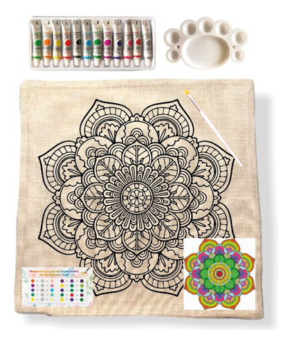 Kit Funda De Cojín Para Pintar Mandala C