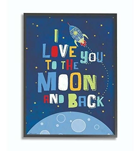 Stupell Industries I Love You Moon And Back Rocket Ship Arte