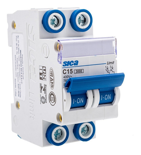 Imagen 4 de 6 de Llave Térmica Sica - Bipolar 15a - Capacidad 3000a - Iram