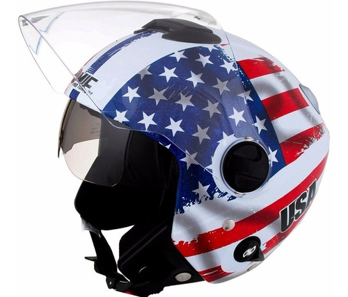 Capacete De Moto New Atomic Bandeira Dos Estados Unidos Usa