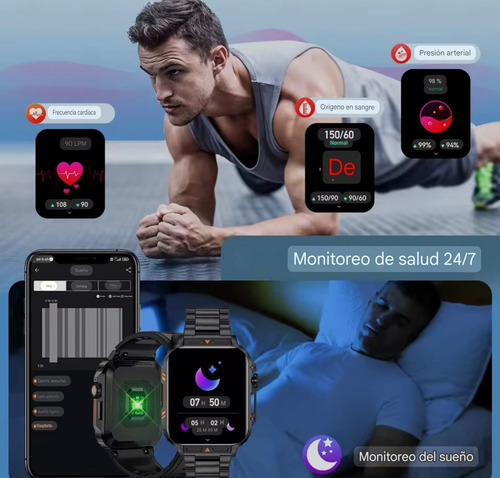 Smartwatch Senbono Militar L81b 1.96 Abs Plástico Bluetooth Blanco Hebilla Blanco Blanco