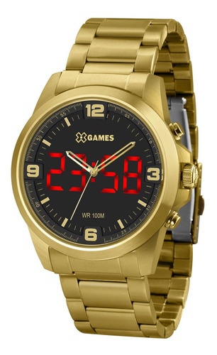 Relógio X-games Masculino Led Xmgsa007 P2kx Digital Dourado