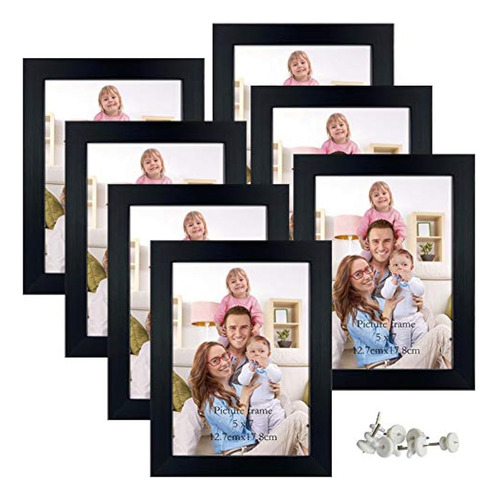 Giftgarden 5x7 Picture Frames 7 Pack Real Glass Black Frames