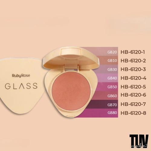 Blush Compacto Ruby Rose Linha Glass Natural Aveludado Gb60 Gb60