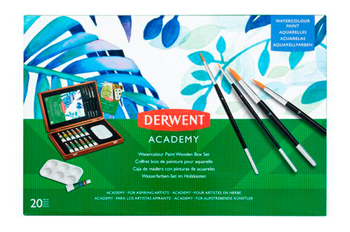 Set De Acuarelas En Caja De Madera 20pcs Derwent Academy