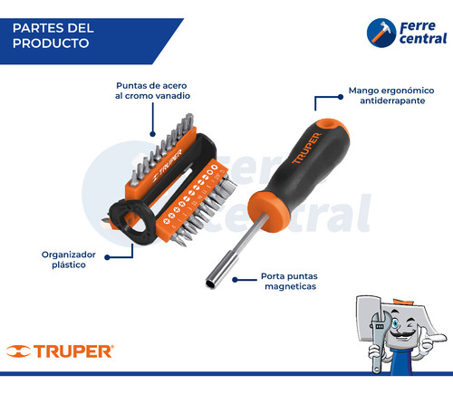 Desarmador Multipunta, Con 33 Puntas, Truper 13595