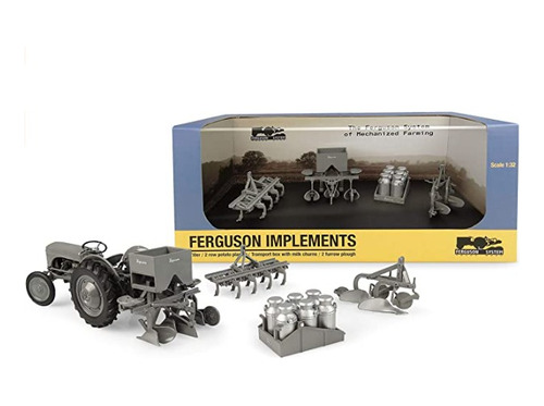Tractor Con Implementos A Escala Massey Ferguson Originales