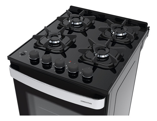 Imagen 6 de 10 de Cocina A Gas Enxuta Cenxv27542ng Negra Mesada Vidrio