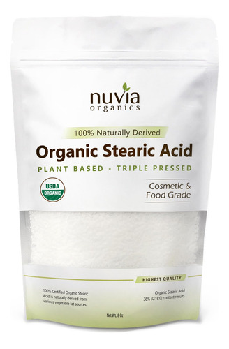 Nuvia Organics Acido Estearico, Certificado Organico Usda, S