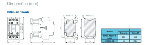 Contator Tripolar Weg 18a 220v Cwb18-11-30d23