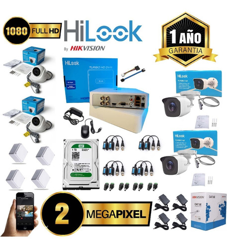 Kit Hikvision Hilook Dvr 1080 4ch + 4 Cám 1080 + D.d 1 Tb 