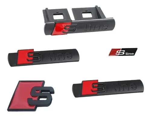 STEMMA LOGO SLINE Per Audi Emblema Nero Lucido Adesivo Badge