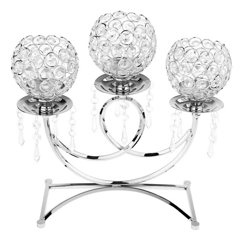 Candelabro De Cristal Con 3 Brazos, Portavelas Votivo