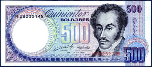 Billete De 500 Bolívares N8 Mayo 31 1990 Bolívar Orquídea