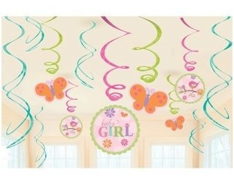 Tweet Baby Girl Colgante Remolino Decoraciones (12 Piezas)