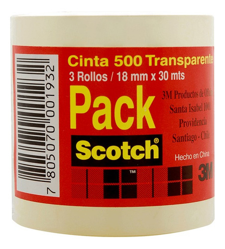 Cinta Adhesiva 3m 500 18x30 Mts Pack 3 Un