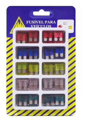 Kit Com 100 Fusível Para Carro Fox Gol Uno Fiesta Palio