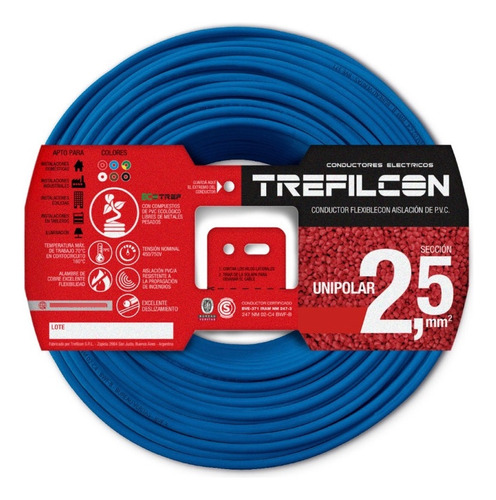 Cable Unipolar 2,5mm Trefilcon Rollo 50 Mts Normalizado Iram