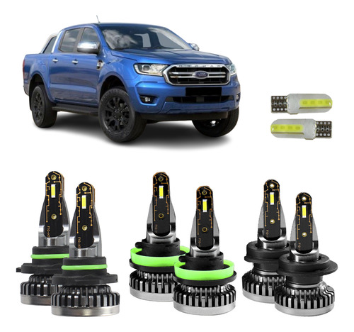 Kit Ultra Led Nano Ford Ranger 2019/2021 30000lm Hb3 H7 H11