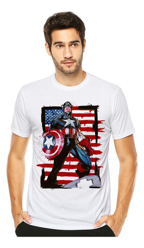 Camiseta Capitão América Desenho Hq Avengers Animes Séries