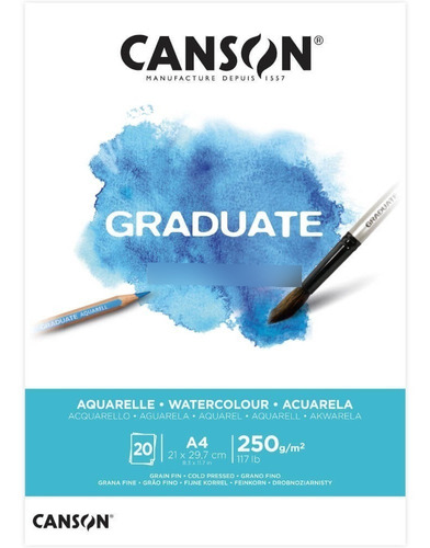 Block Canson Graduate Acuarela A4 250gr 20hojas