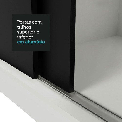 Guarda-roupa Casal 3 Portas C Espelho 2 Gav Sublime Madesa Cor Branco/Preto