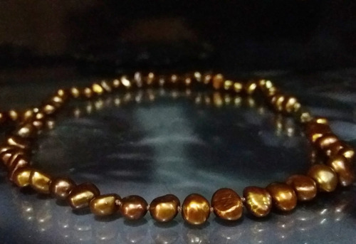Imagem 4 de 5 de Pedras - Colar Perolas (douradas/chocolate), Ouro, Cód94c100